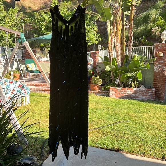 Beaded dress, very fitted..ptp 15 1/2  waist 13in , length approximately 39in - Picture 2 of 8